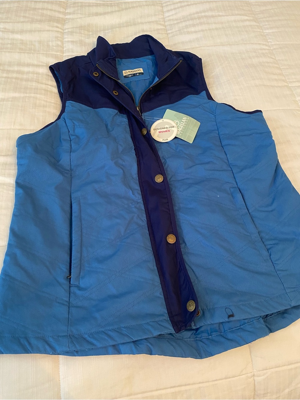 Magellan Womens Campfire Quilted Vest - Two-Tone Blue Size 1x